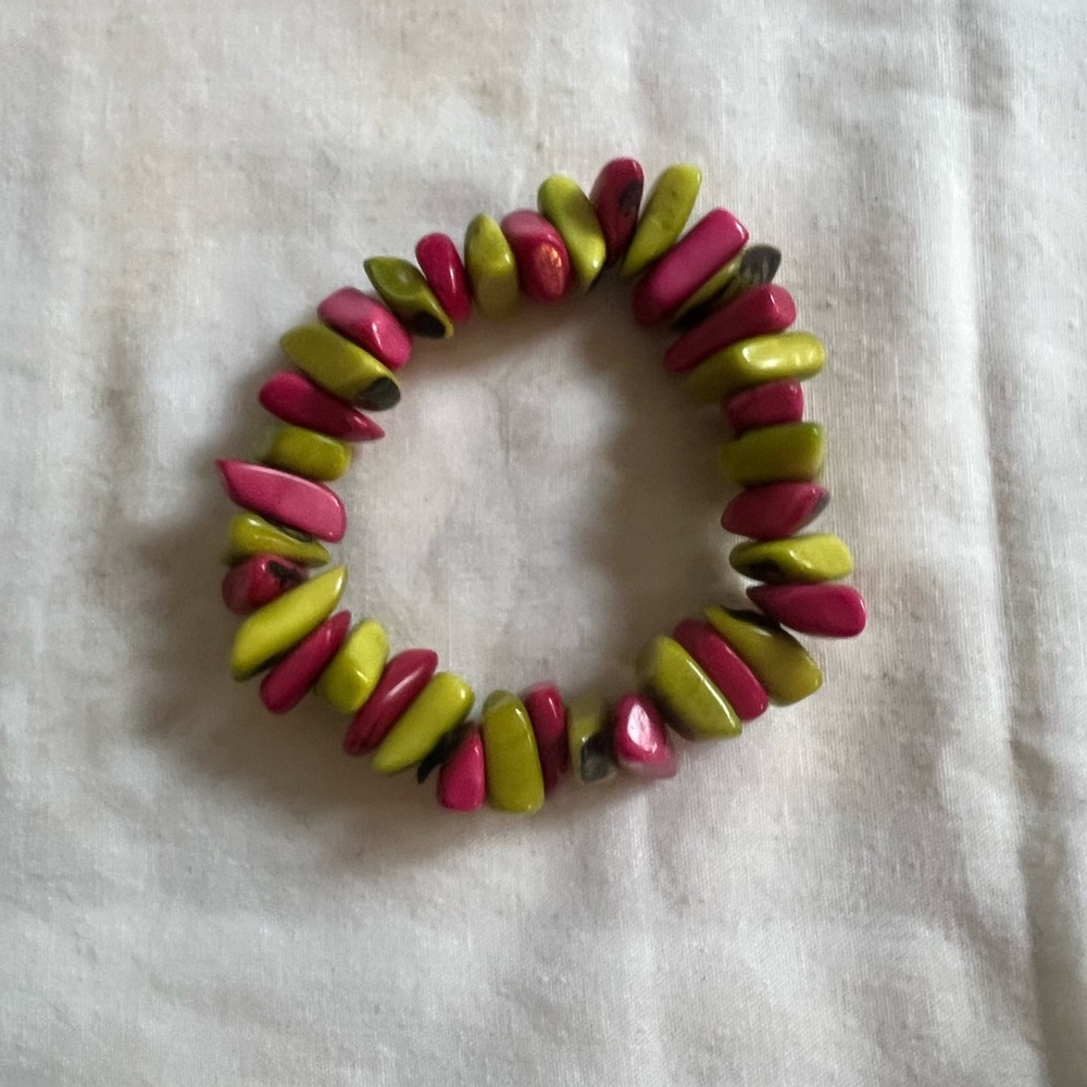 Vibrant Pink and Green Stone Bracelet